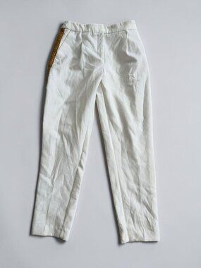 ZARA Cream Tan Pinstriped Ankle Dress Pants Size Small